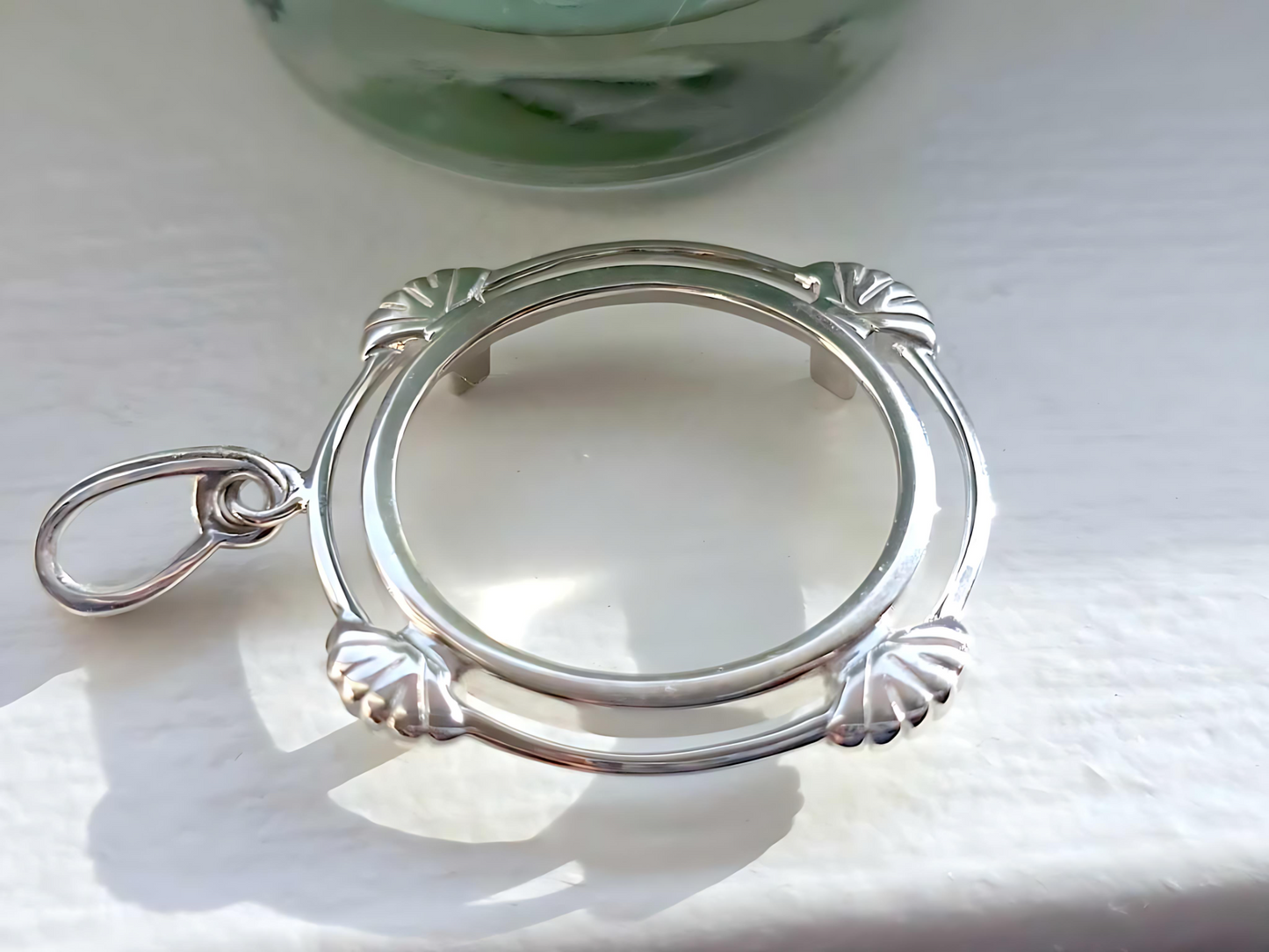 925 Sterling Silver Prong Back Clamshell Edge Bezel for 24mm Quarter 25Cent Coins