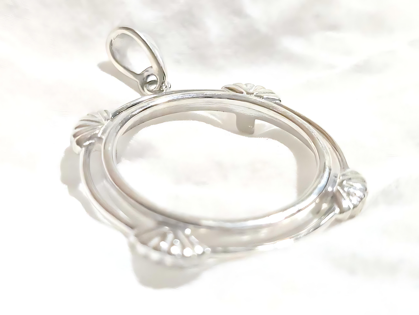 925 Sterling Silver Prong Back Clamshell Edge Bezel for 26mm Coins
