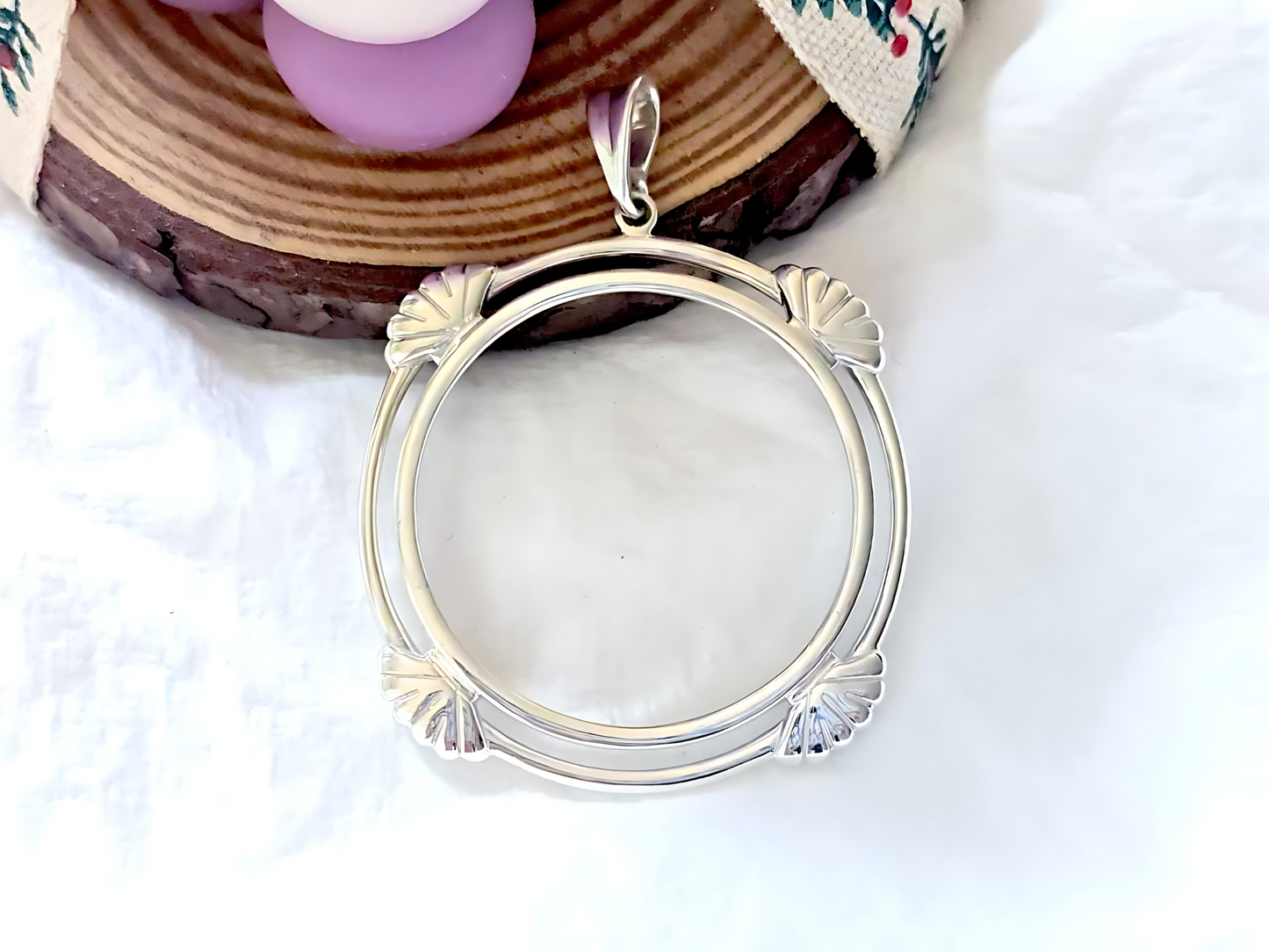 925 Sterling Silver Prong Back Clamshell Edge Bezel for 36mm Coins