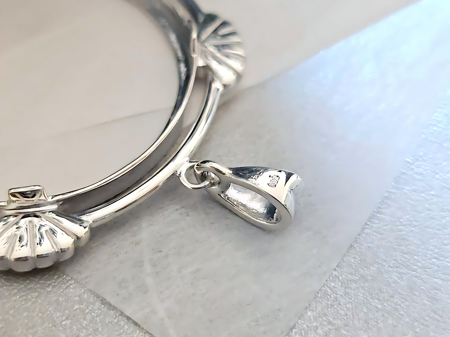 925 Sterling Silver Prong Back Clamshell Edge Bezel for 38mm 1 Dollar Coins