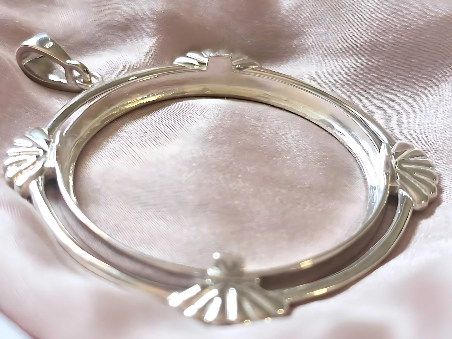 925 Sterling Silver Prong Back Clamshell Edge Bezel for 39mm Coins