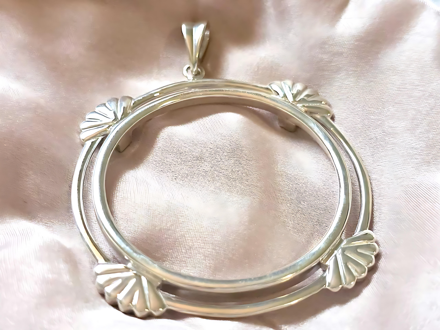 925 Sterling Silver Prong Back Clamshell Edge Bezel for 39mm Coins