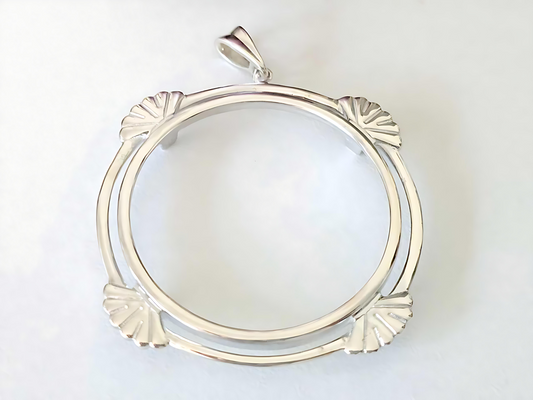 925 Sterling Silver Prong Back Clamshell Edge Bezel for 41mm 1oz Coins