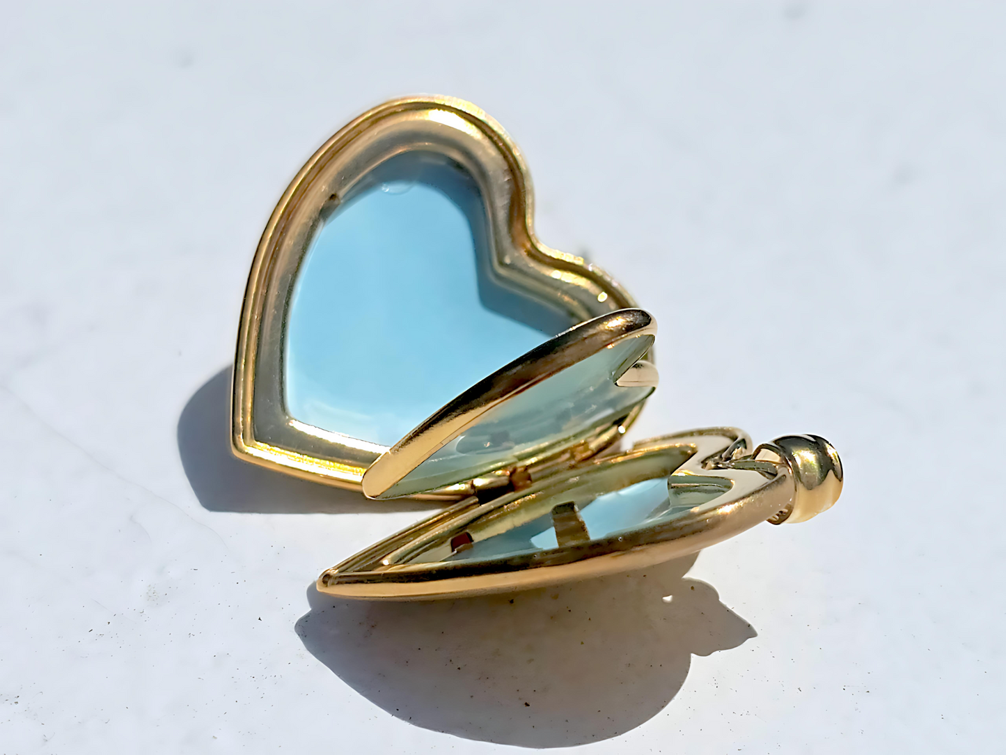Gold Plated 925 Sterling Silver 4 Pictures Heart Locket Pendant with Scroll Engraving