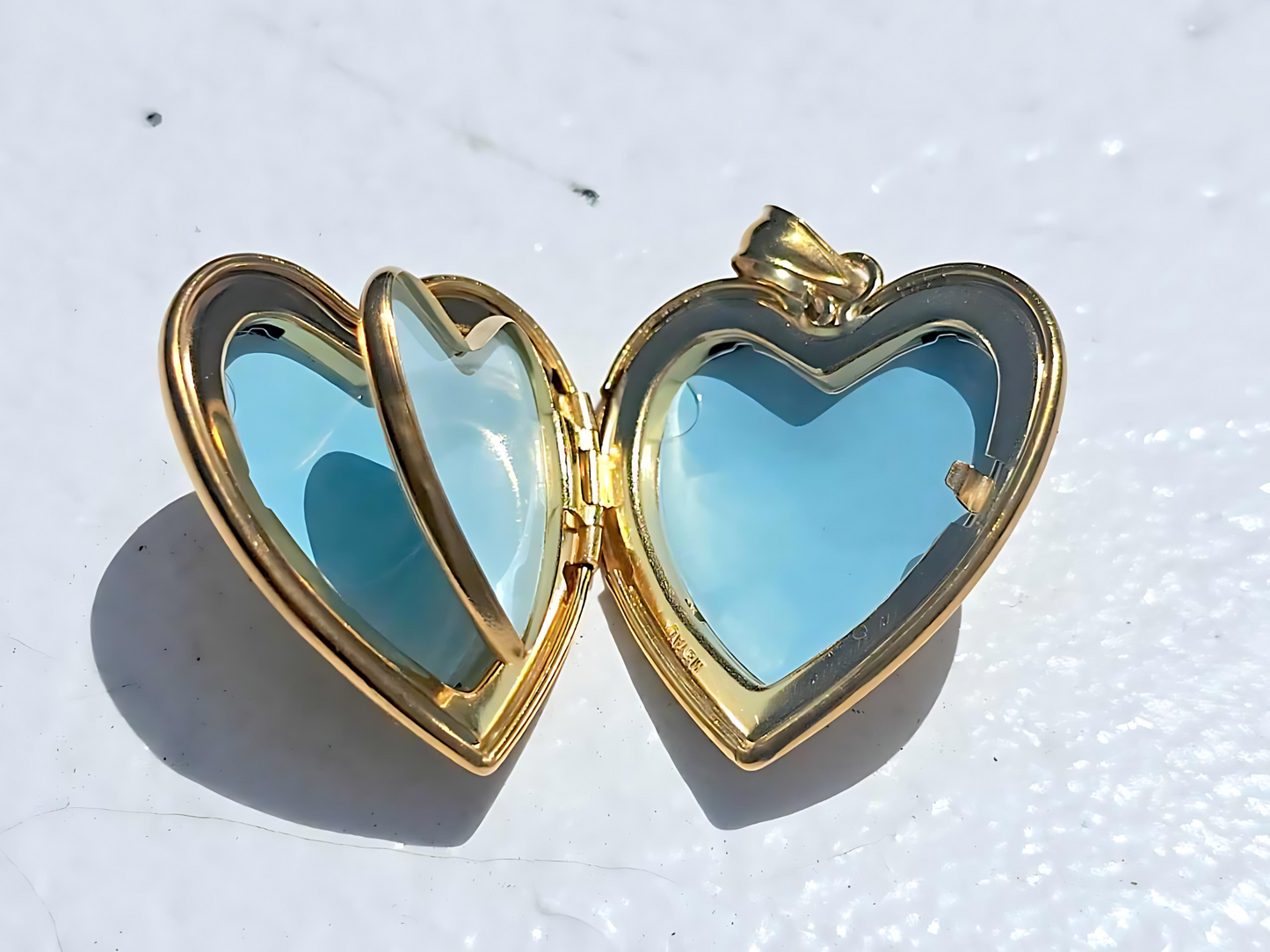 Gold Plated 925 Sterling Silver 4 Pictures Heart Locket Pendant with Scroll Engraving