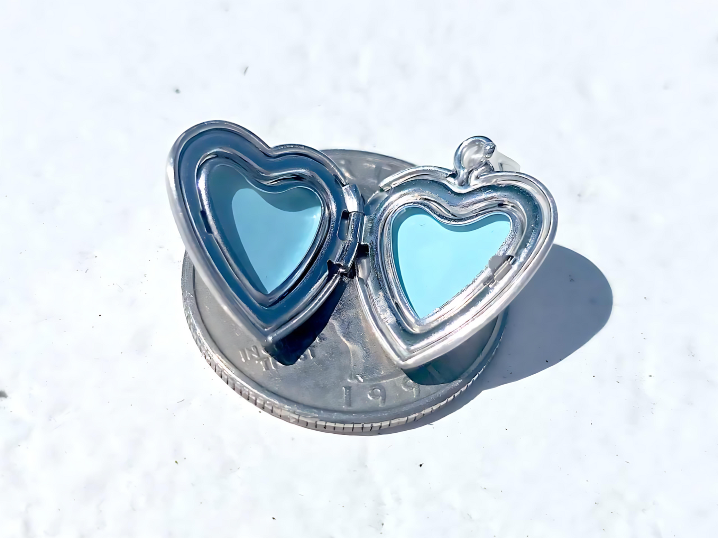 925 Sterling Silver 5/8inches Heart Locket Pendant with Butterfly Patterns