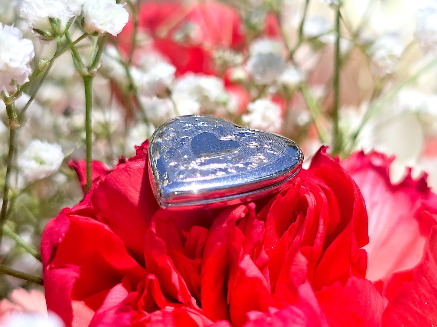 925 Sterling Silver 3/4inches Heart Locket Pendant with Floral Engravings