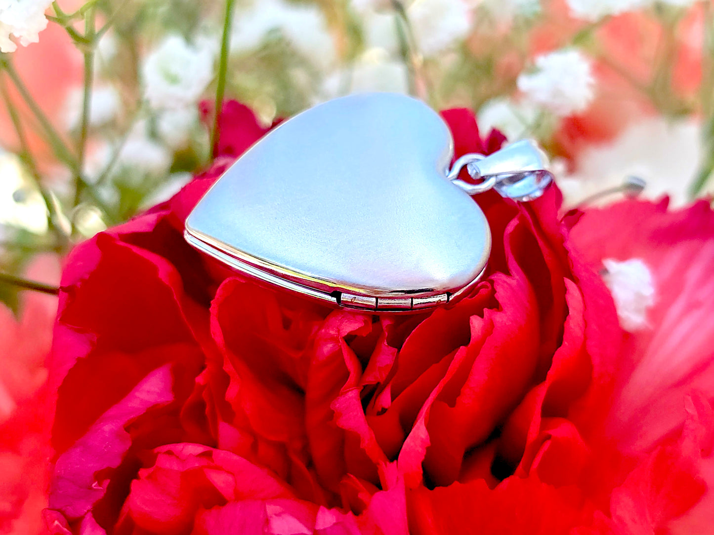 925 Sterling Silver 3/4inches Heart Locket Pendant with Floral Engravings