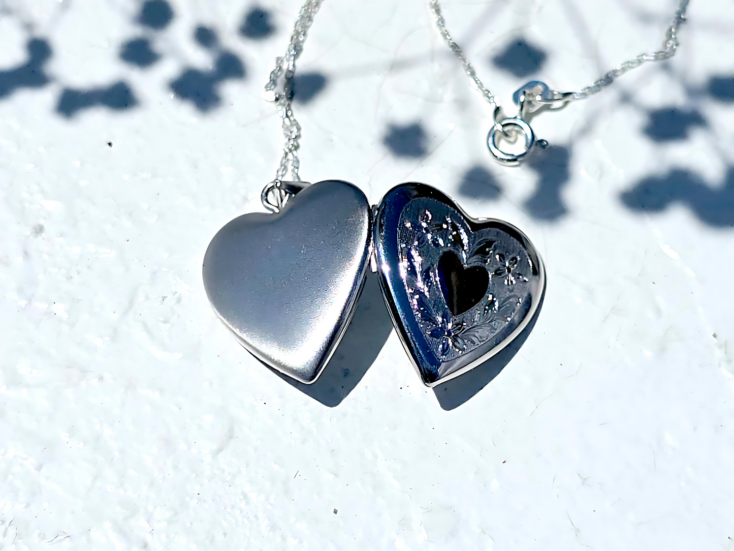 925 Sterling Silver 3/4inches Heart Locket Pendant with Floral Engravings