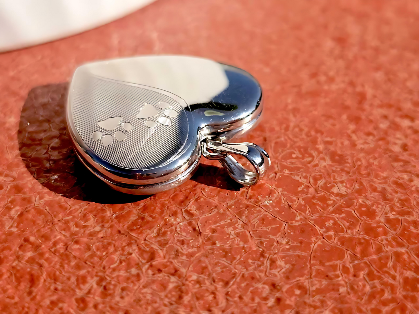 925 Sterling Silver Heart with Paw Prints Locket Urn Pendant Necklace