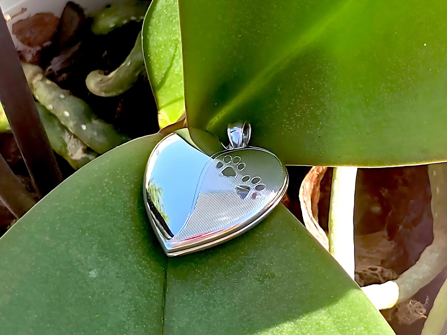 925 Sterling Silver Heart with Paw Prints Locket Urn Pendant Necklace