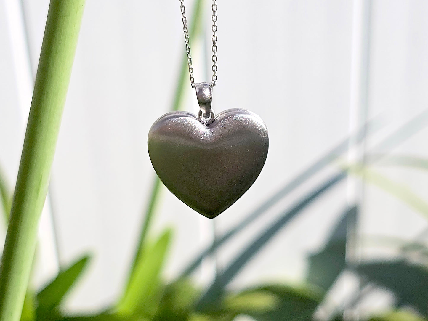 925 Sterling Silver Heart Locket with Scroll Etching Heart Center Pendant Necklace