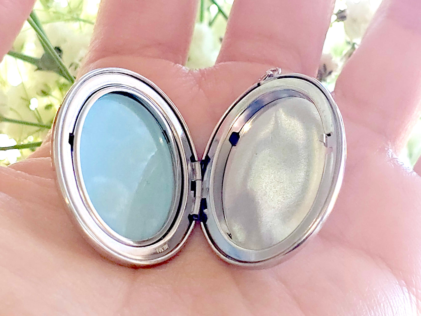 925 Sterling Silver Oval Locket with Paw Prints and Urn Case Pendant Necklace