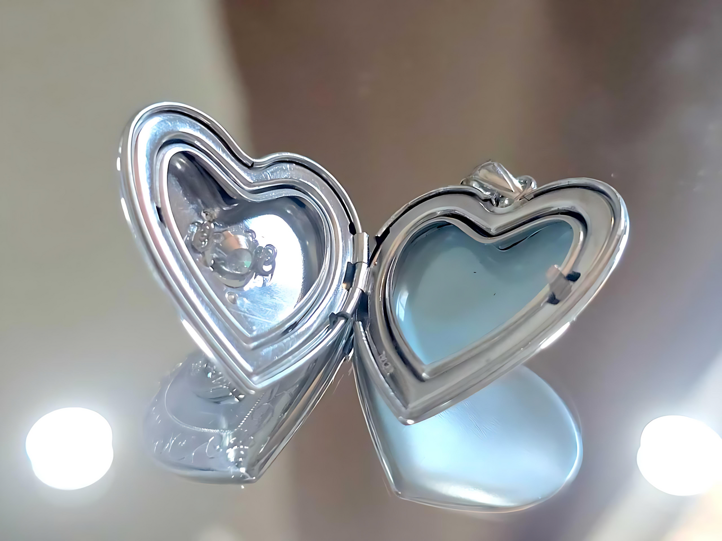 925 Sterling Silver 1 inch Dancing Cubic Zirconia Stone Heart Locket with Scroll Etching Pendant Necklace