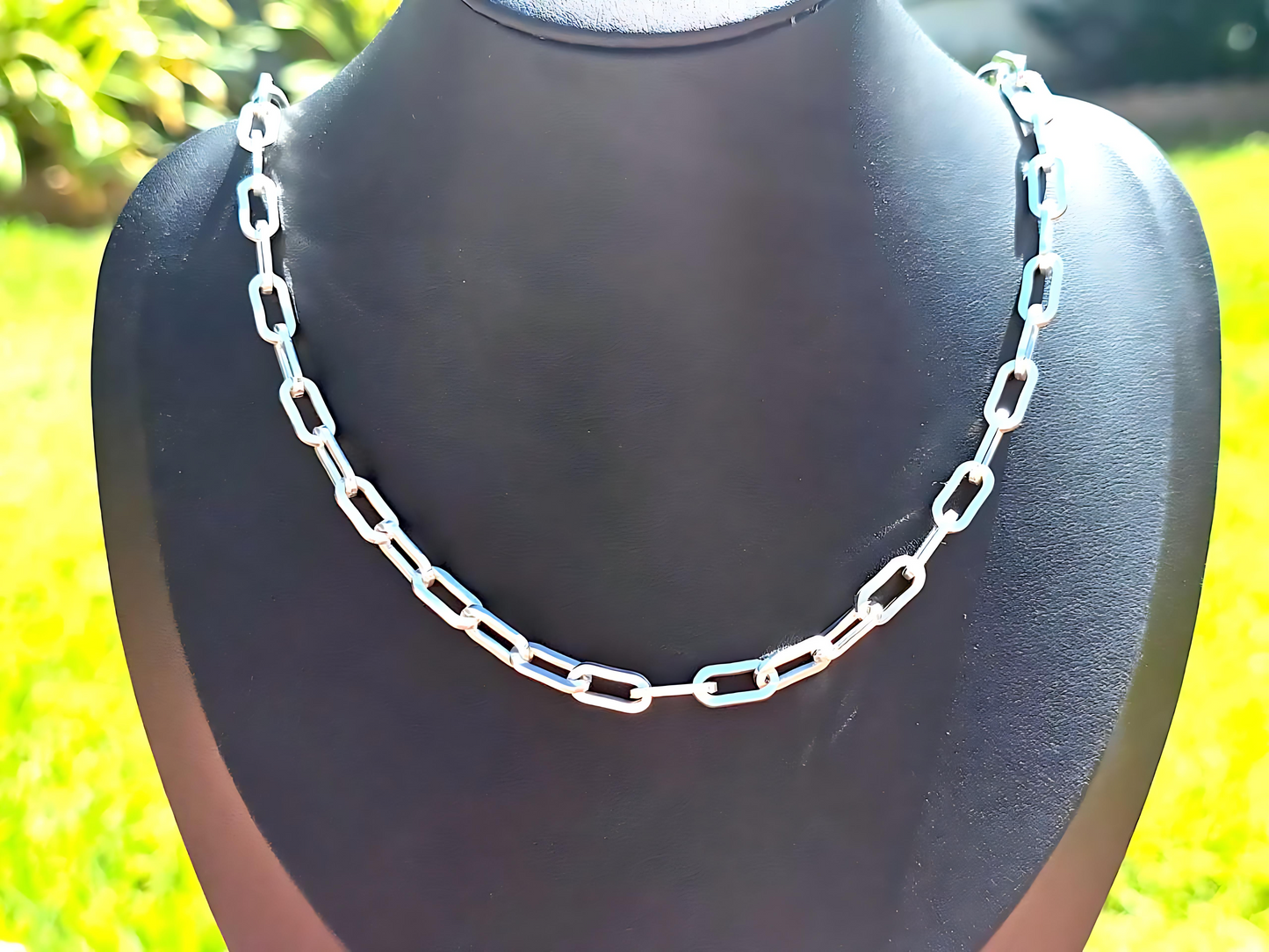 925 Sterling Silver Square Wire Cable Paper Clip Chain Necklace Bracelet for Men Women 5.5mm 6.7mm