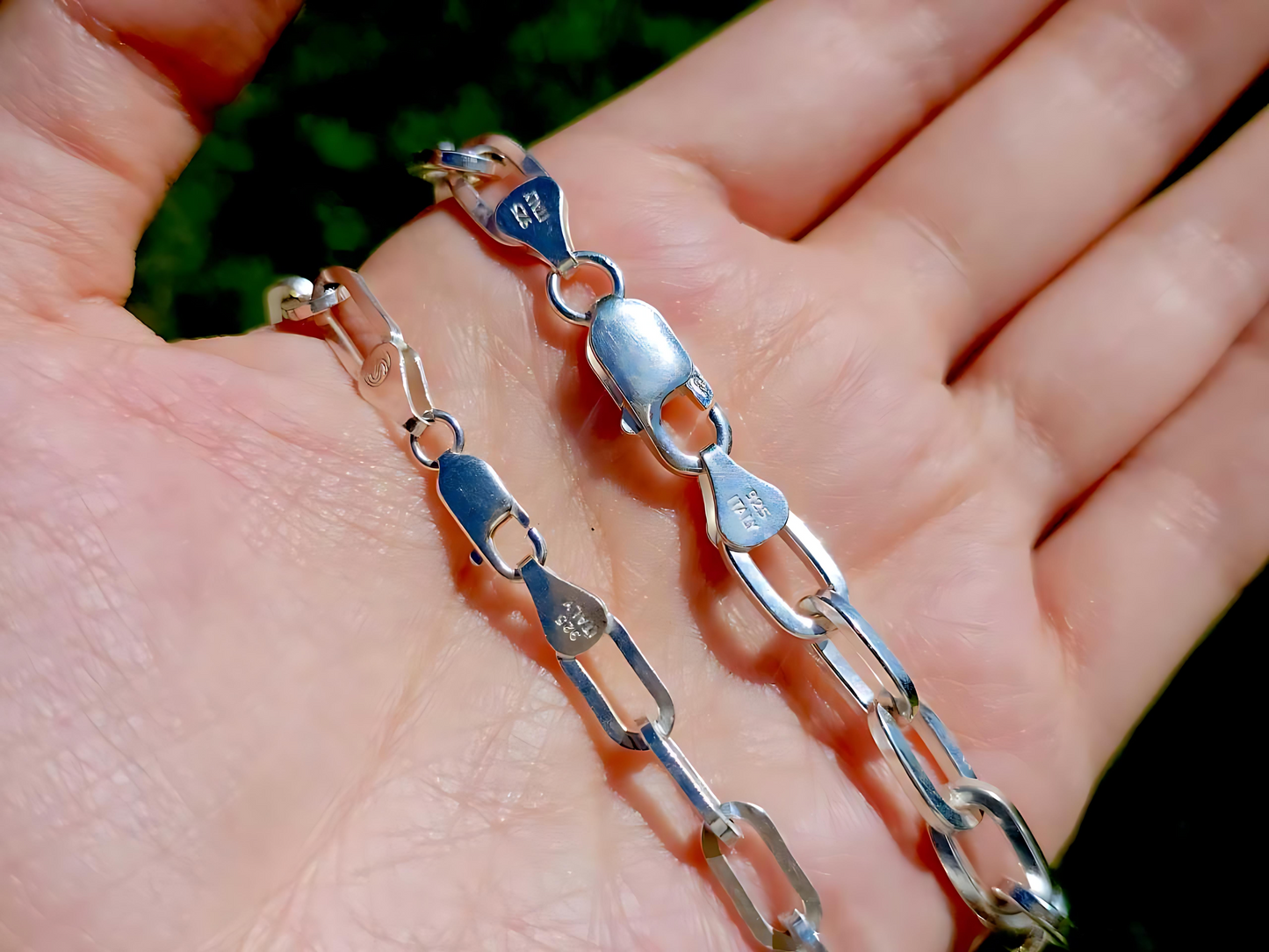 925 Sterling Silver Square Wire Cable Paper Clip Chain Necklace Bracelet for Men Women 5.5mm 6.7mm