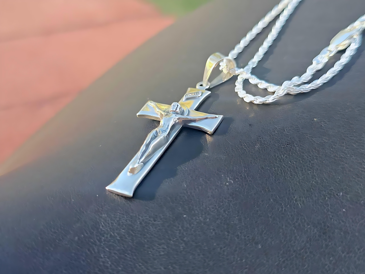 925 Sterling Silver Maltese Crucifix Pendant Necklace with Rope Chain