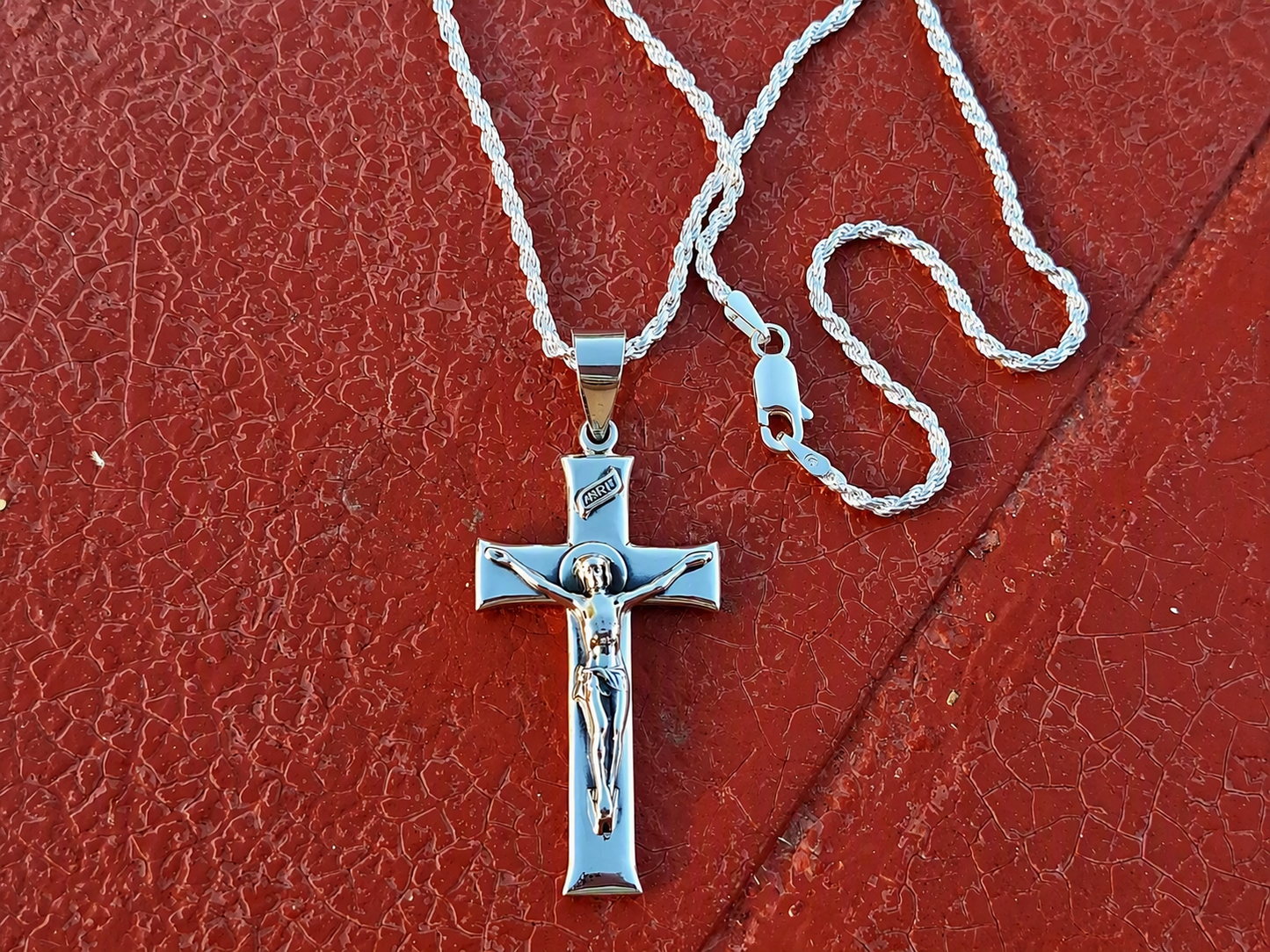 925 Sterling Silver Maltese Crucifix Pendant Necklace with Rope Chain