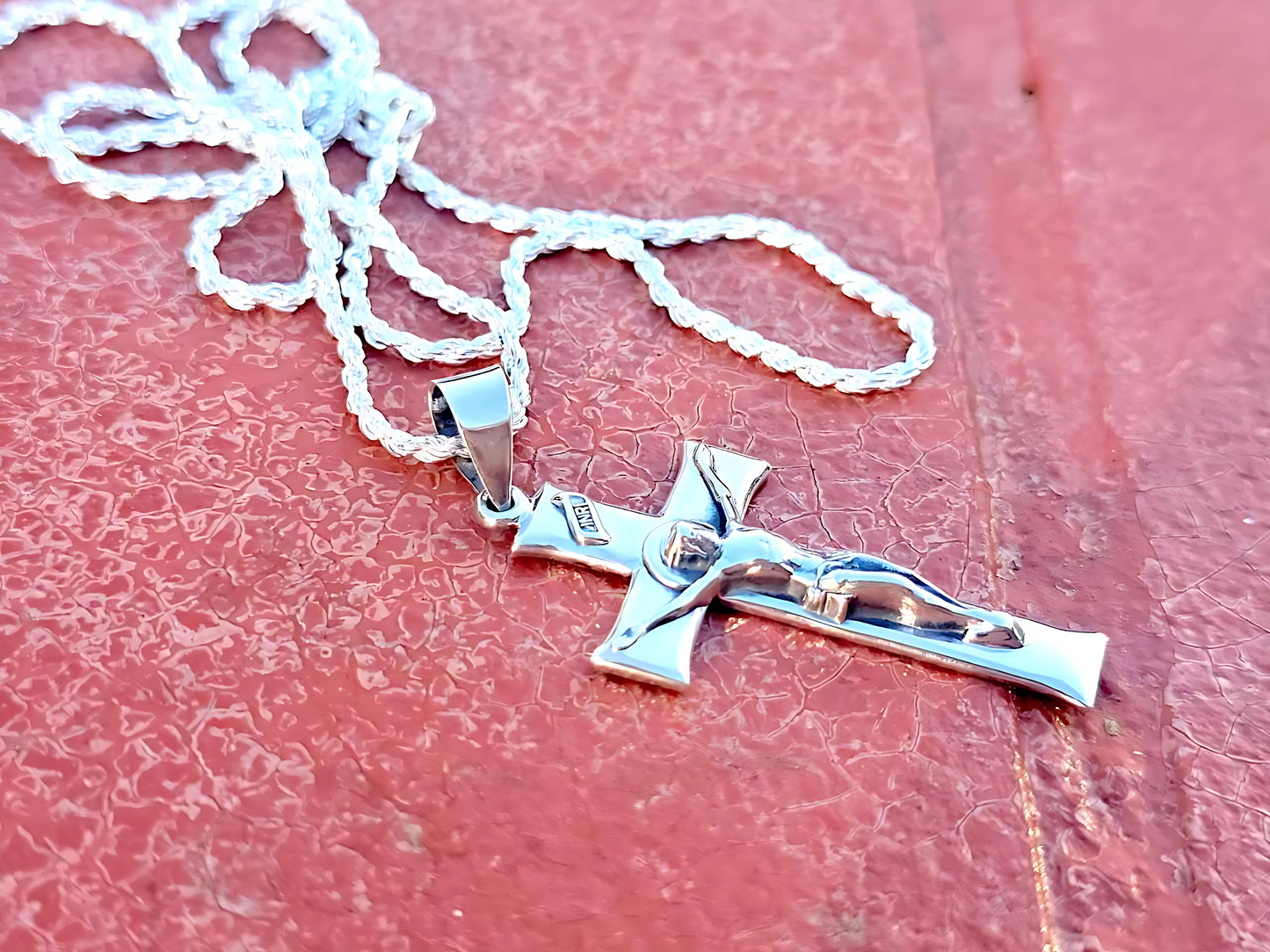 925 Sterling Silver Maltese Crucifix Pendant Necklace with Rope Chain