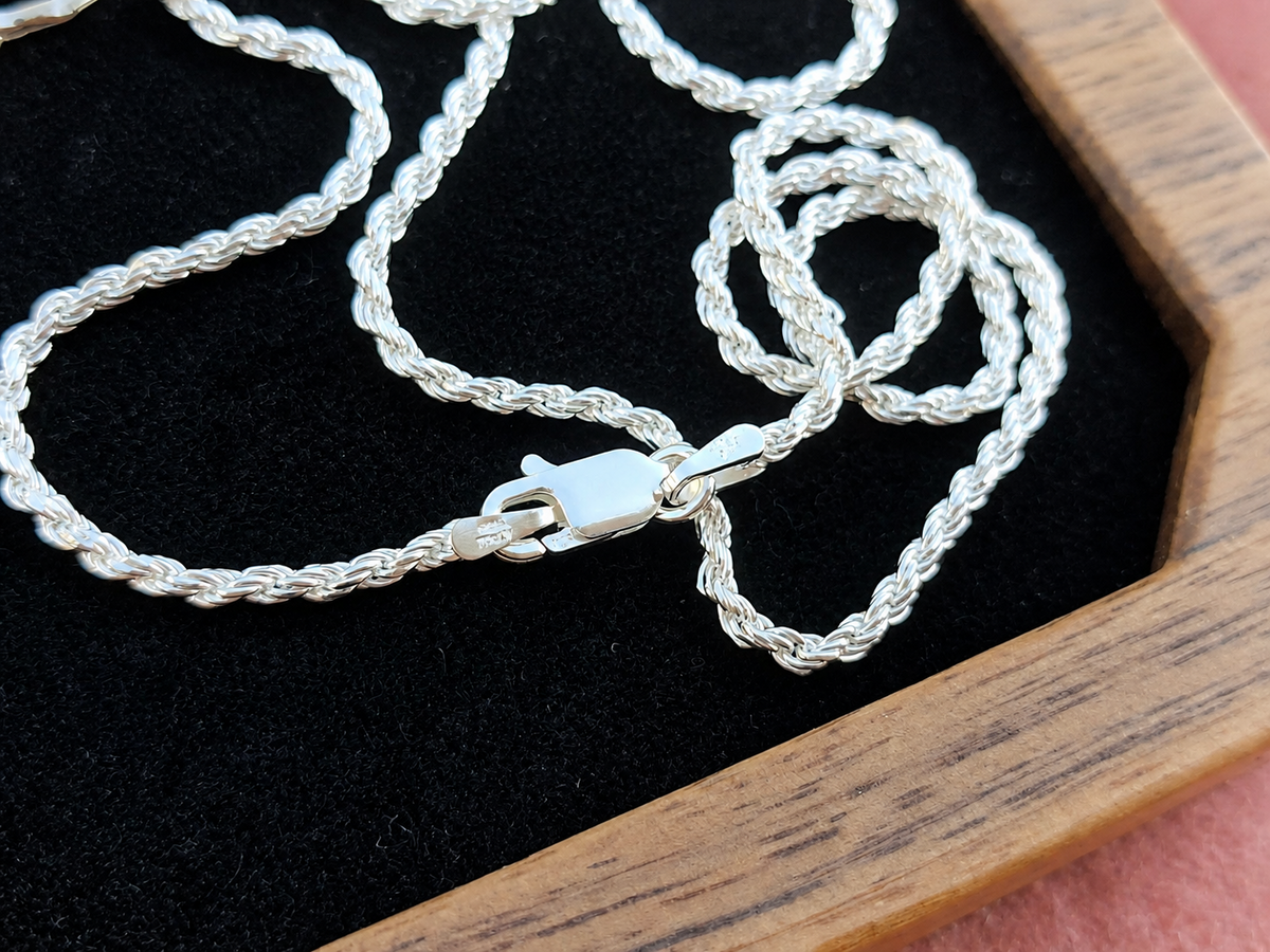 925 Sterling Silver Thin Crucifix Pendant Necklace with Rope Chain