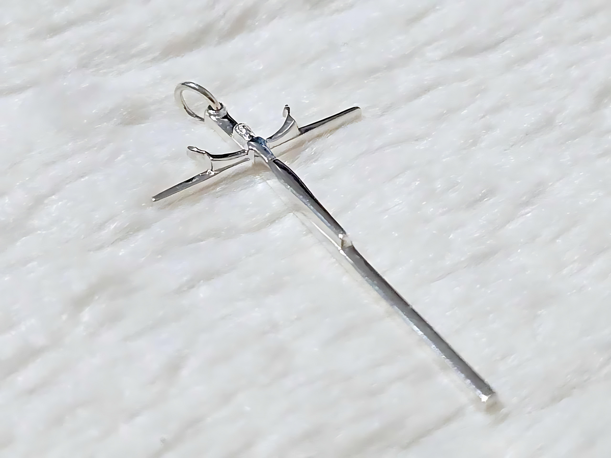 925 Sterling Silver Very Thin Crucifix Pendant Necklace with Rope Chain