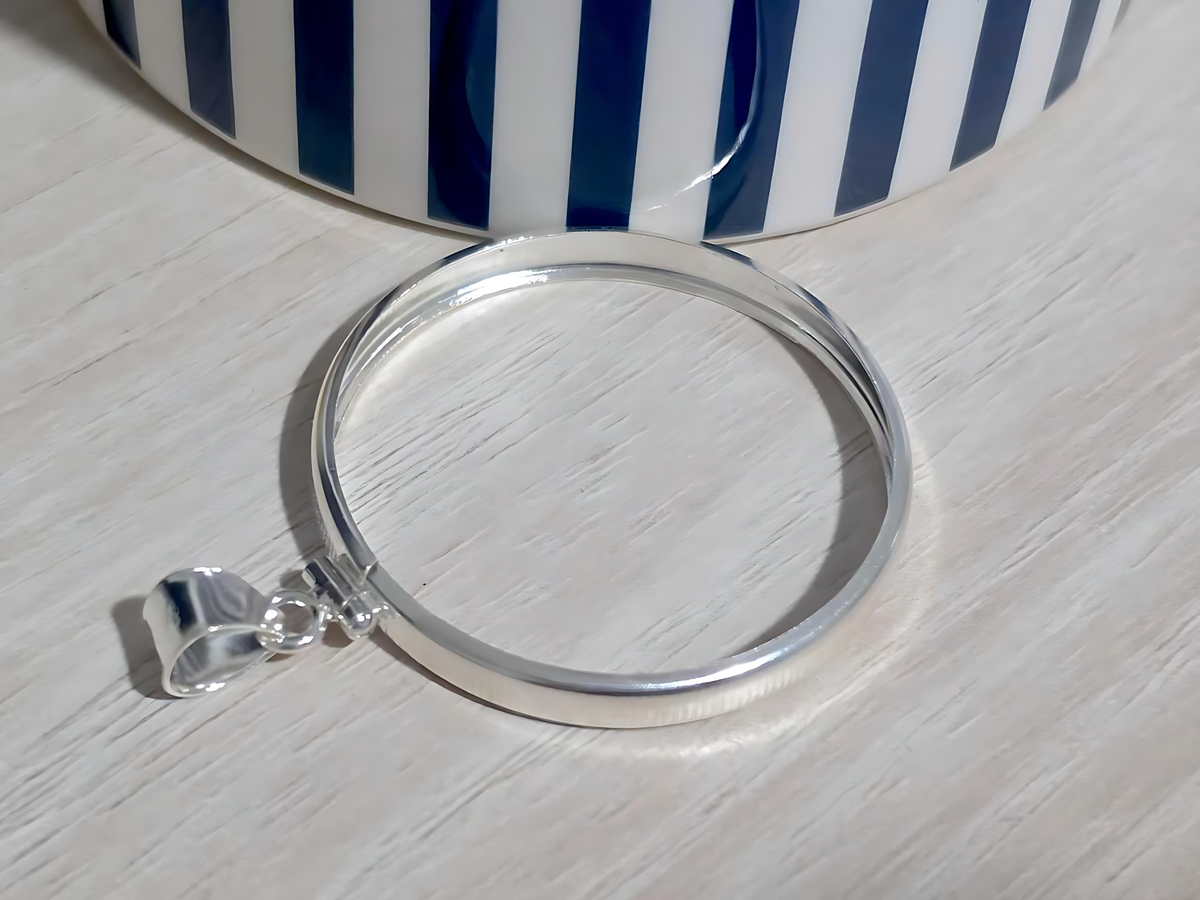 925 Sterling Silver Screw Top Simple Bezel for for 36mm Coins