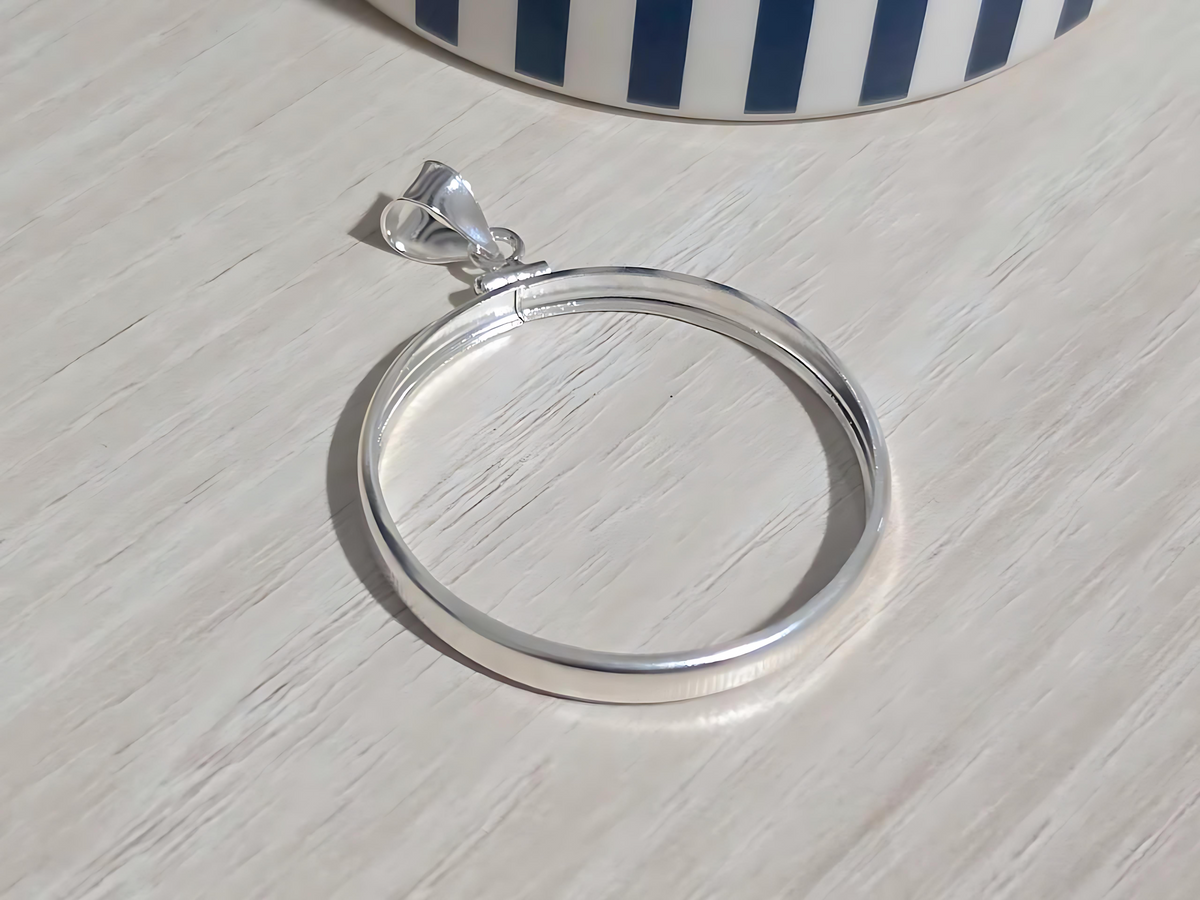 925 Sterling Silver Screw Top Simple Bezel for for 36mm Coins