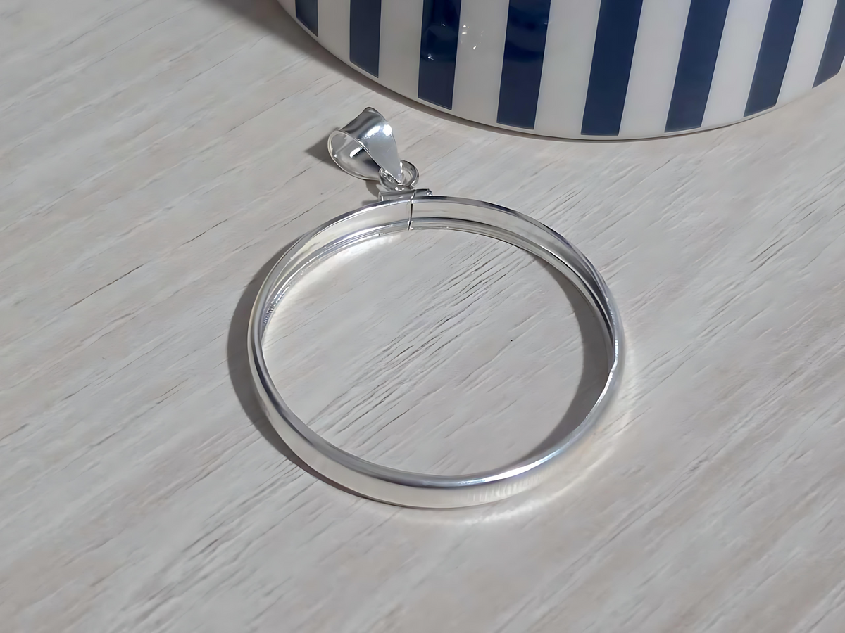 925 Sterling Silver Screw Top Simple Bezel for for 36mm Coins