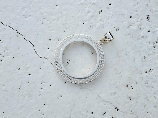 925 Sterling Silver Greek Key Meander Style Bezel for 37mm Coins