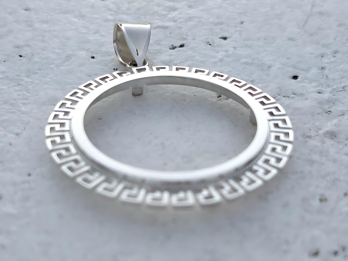 925 Sterling Silver Greek Key Meander Style Bezel for 37mm Coins