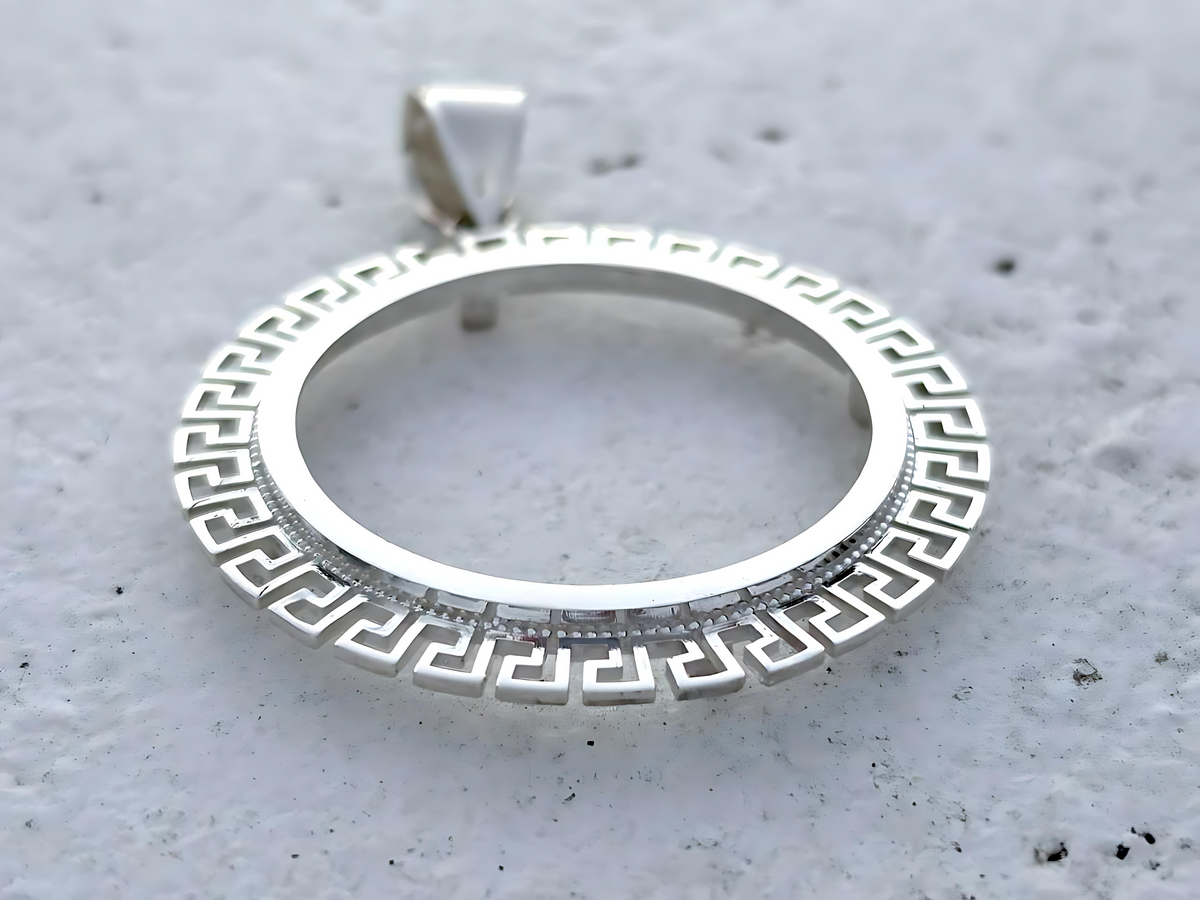 925 Sterling Silver Greek Key Meander Style Bezel for 37mm Coins