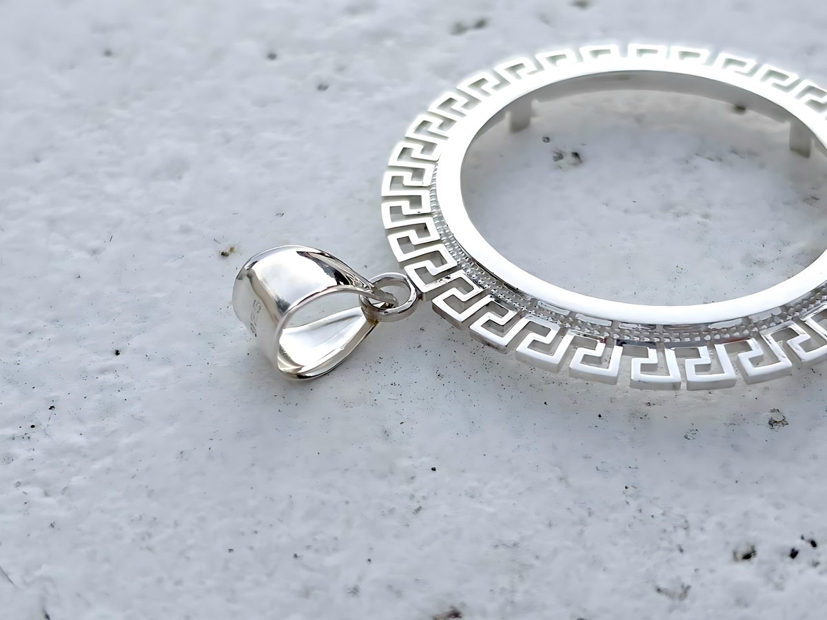 925 Sterling Silver Greek Key Meander Style Bezel for 37mm Coins