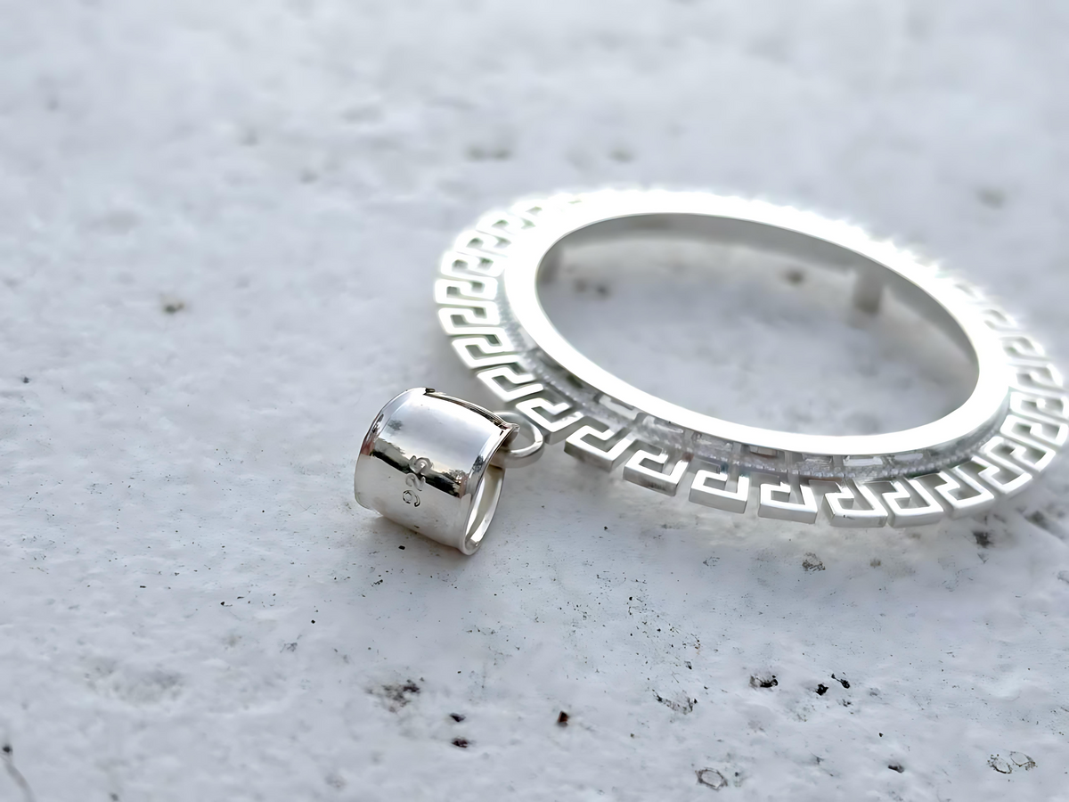 925 Sterling Silver Greek Key Meander Style Bezel for 37mm Coins