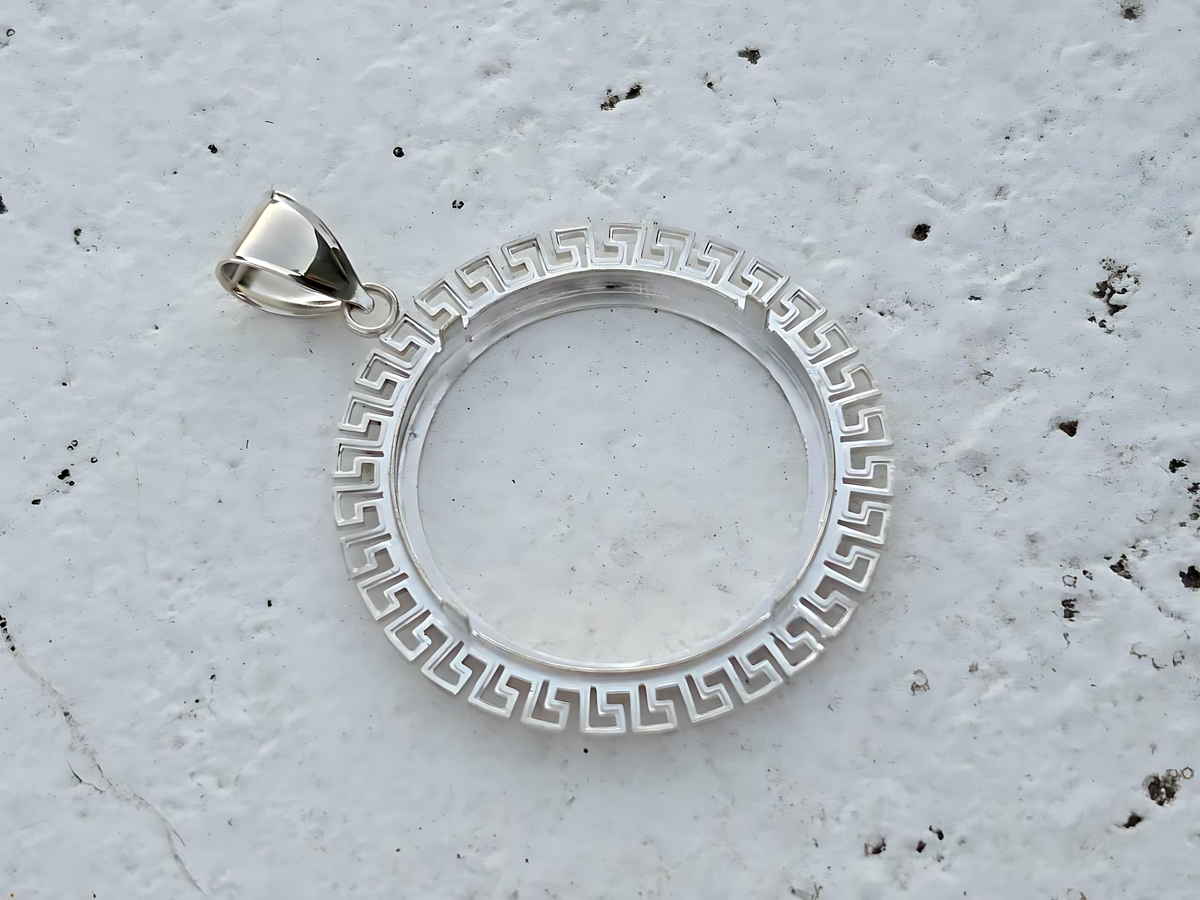 925 Sterling Silver Greek Key Meander Style Bezel for 37mm Coins