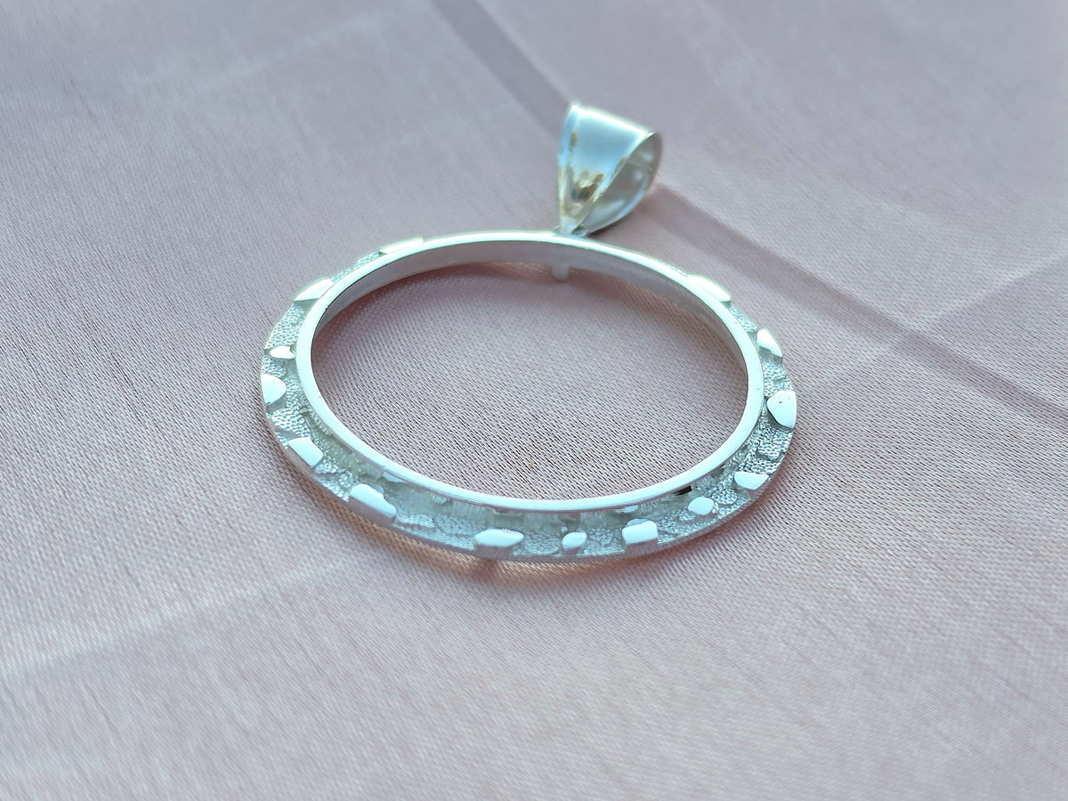 925 Sterling Silver Nugget Frame Bezel for 37mm Coins