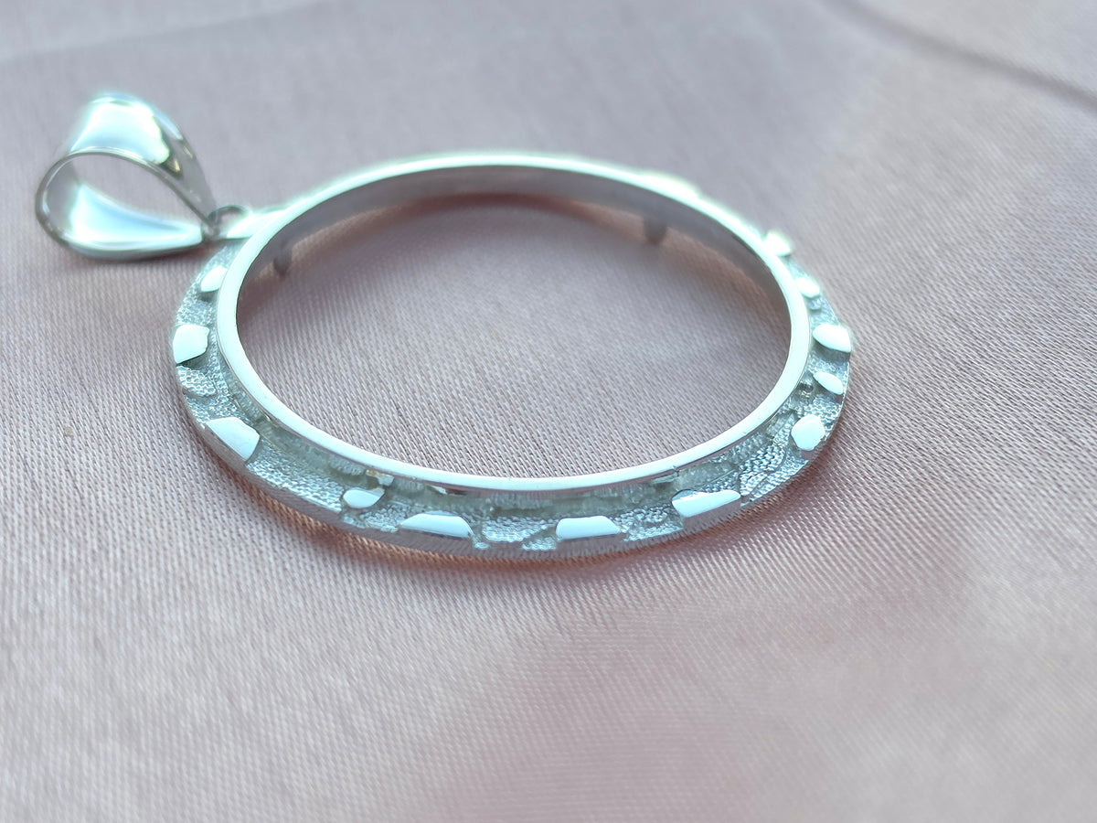925 Sterling Silver Nugget Frame Bezel for 37mm Coins