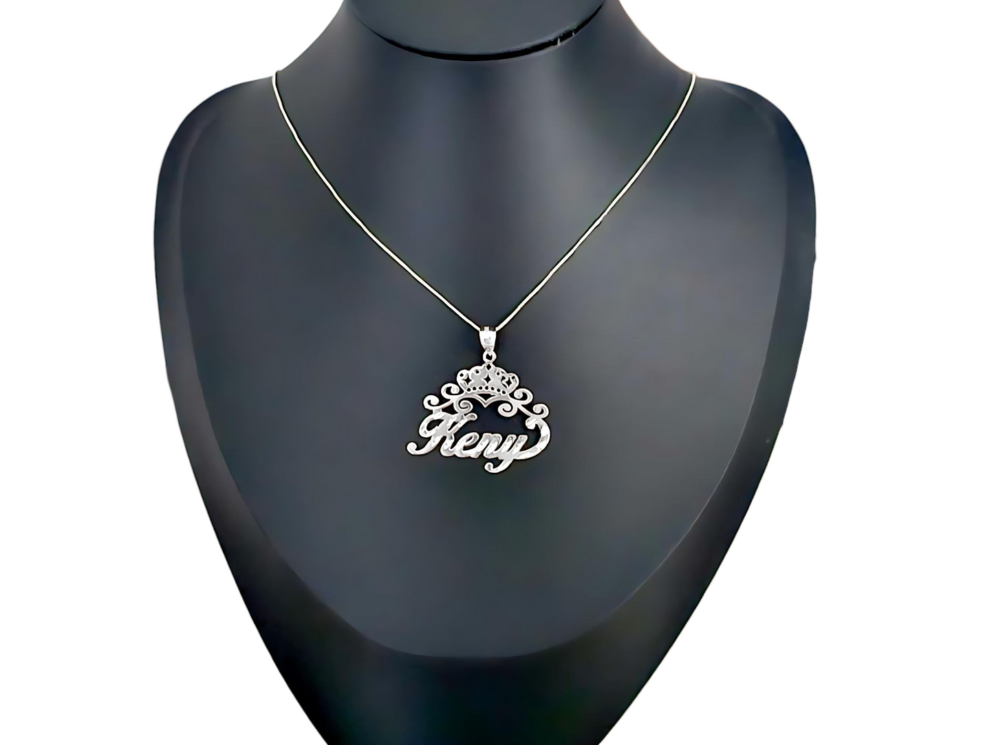 925 Sterling Silver Name Pendant Necklace with Crown