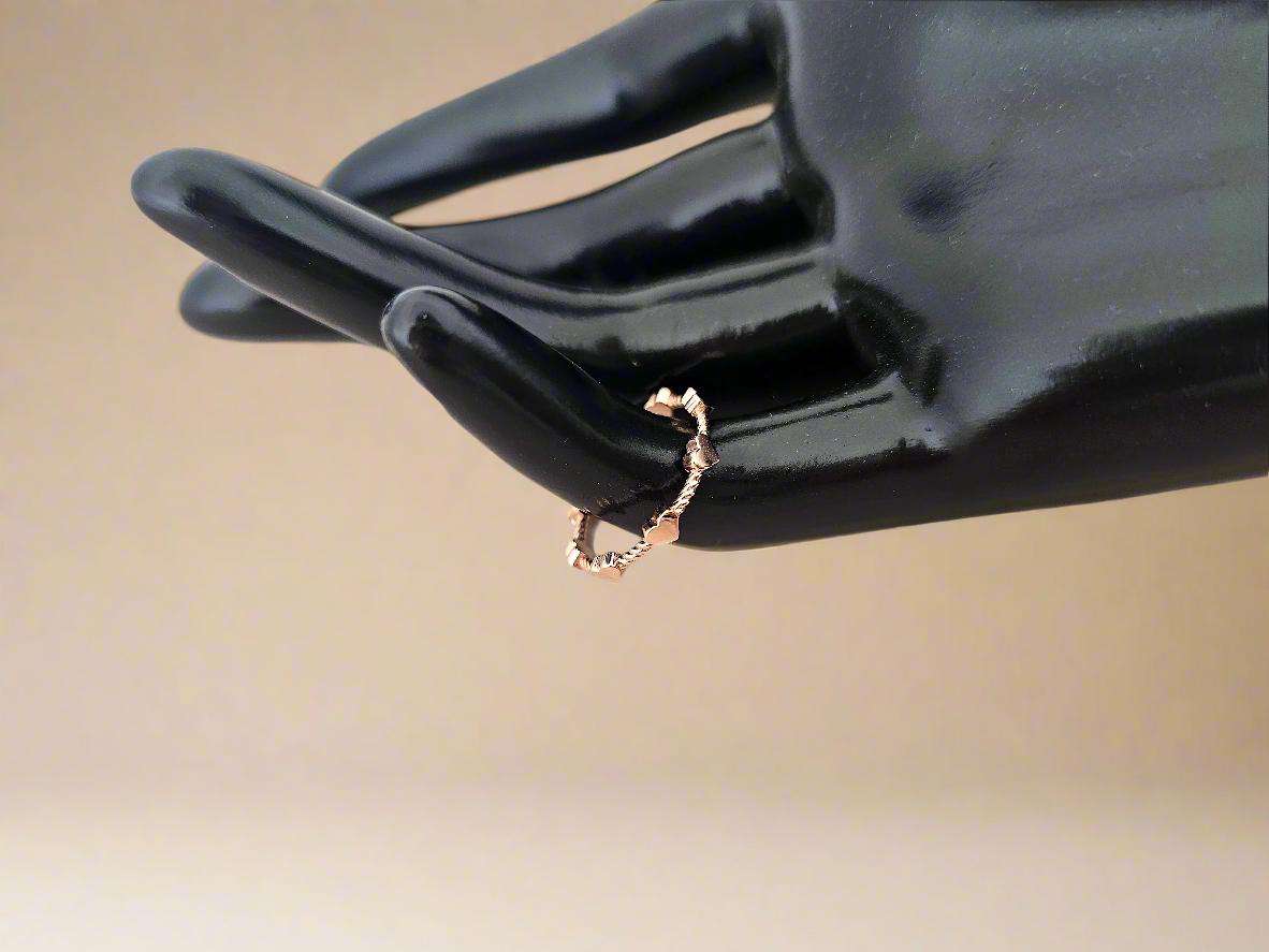 14K Solid Gold Handmade Ring Band with Mini Hearts