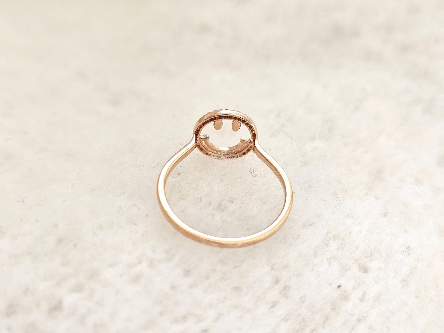 14K Solid Gold Handmade Ring Band with a Smiley Face
