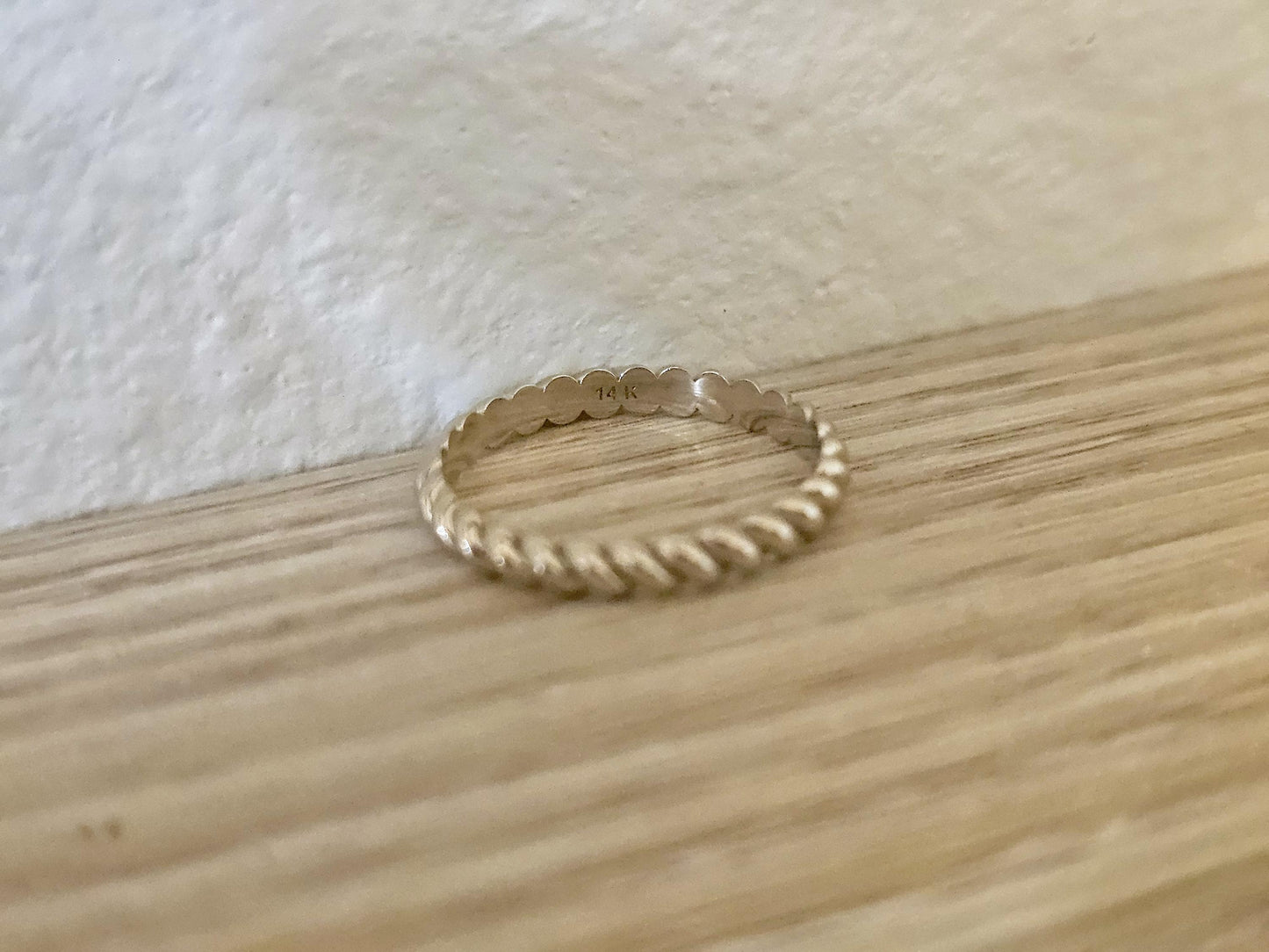 14K Solid Gold Handmade Twisted Rope Ring Band