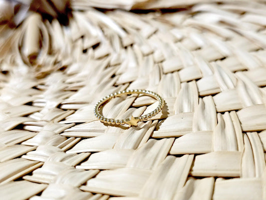 14K Solid Gold Handmade Ring Band with a Small Mini Star