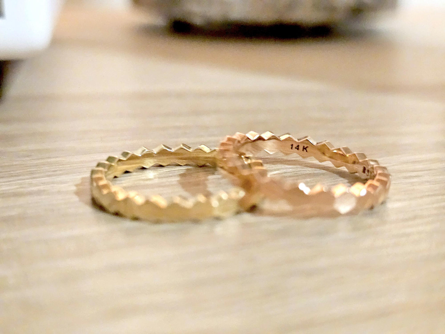 14K Solid Gold Handmade Hexagon Shaped Link Ring Band