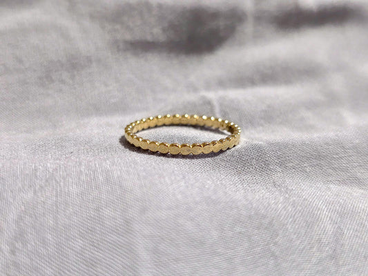 14K Solid Gold Handmade Circle Shaped Links Dotted Circles Ring Band