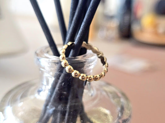 14K Solid Gold Handmade Ring Band Beaded Dots