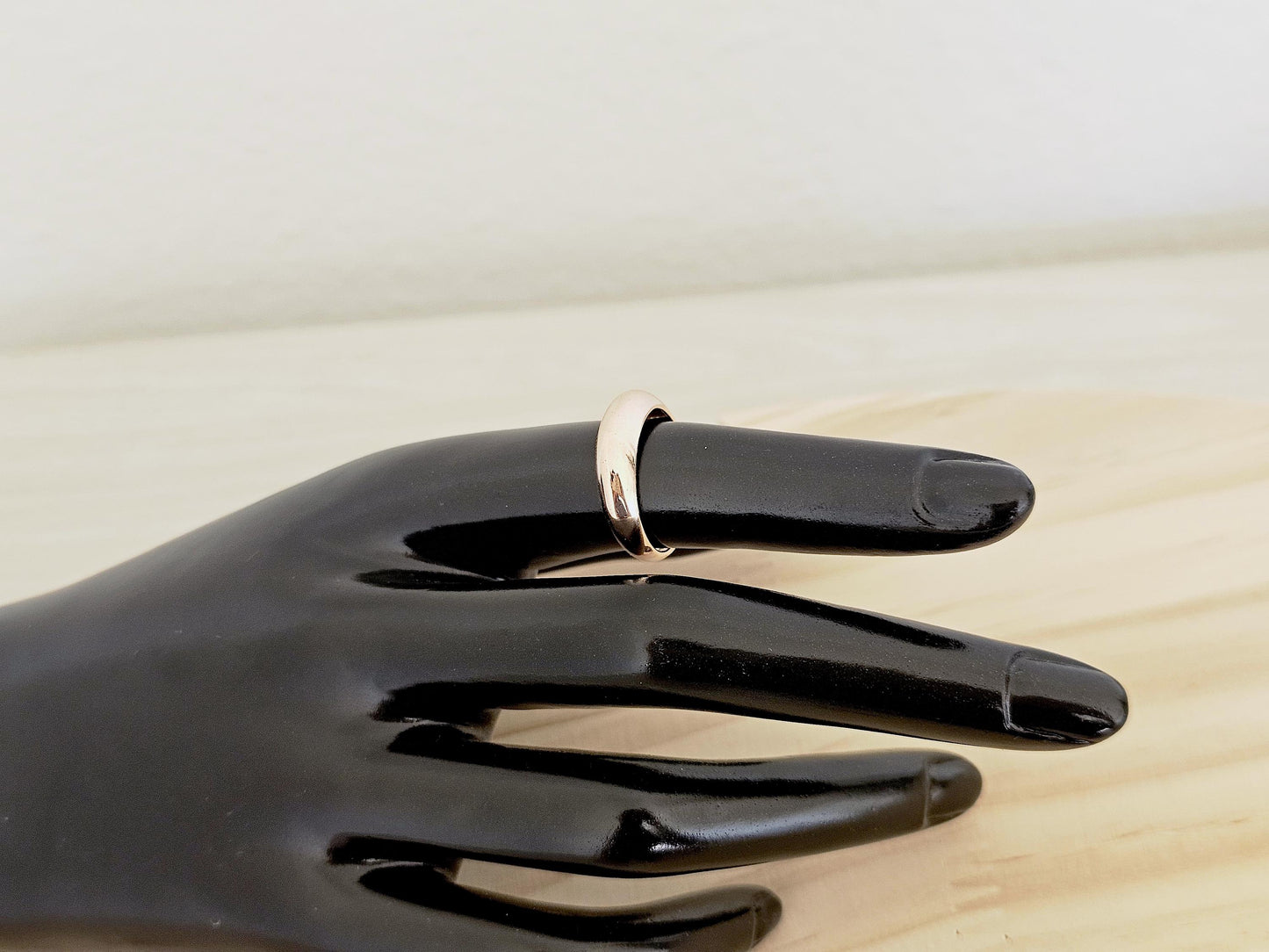 14K Solid Gold Handmade Ring Band Domed Oval Shape