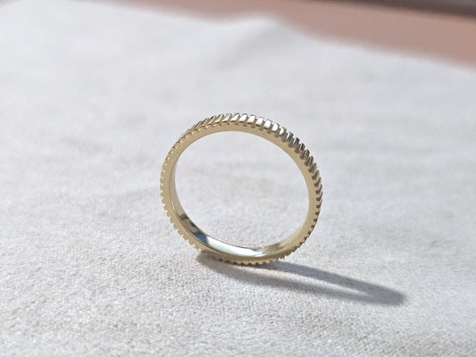 14K Solid Gold Handmade Ring Band with Milled Coin Edges