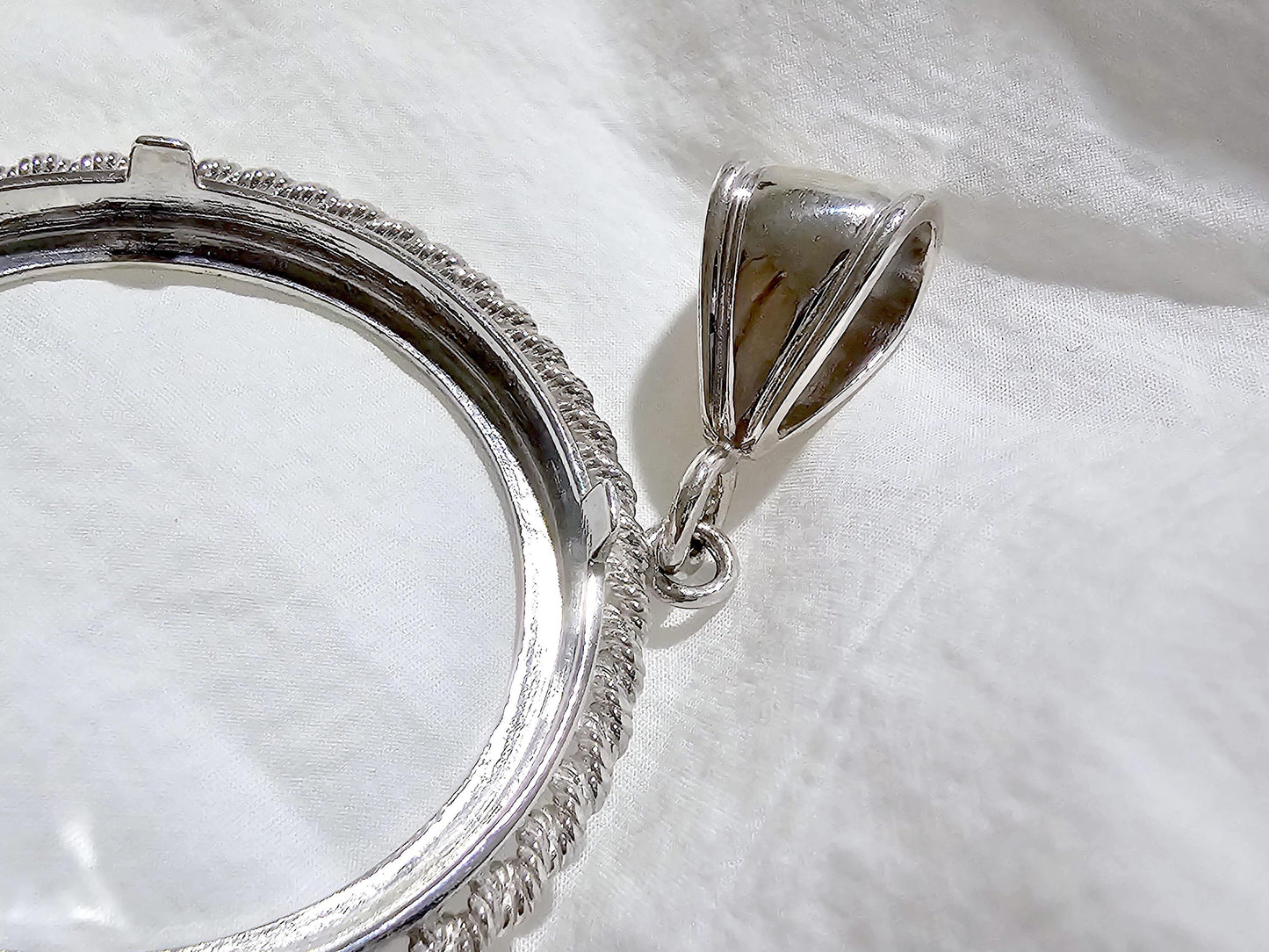925 Sterling Silver Rope Edge Bezel for 36mm 1 Onza Plata Libertad Coins