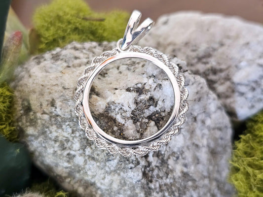 925 Sterling Silver Rope Edge Bezel for 22mm Nickel 5 Cents Coins
