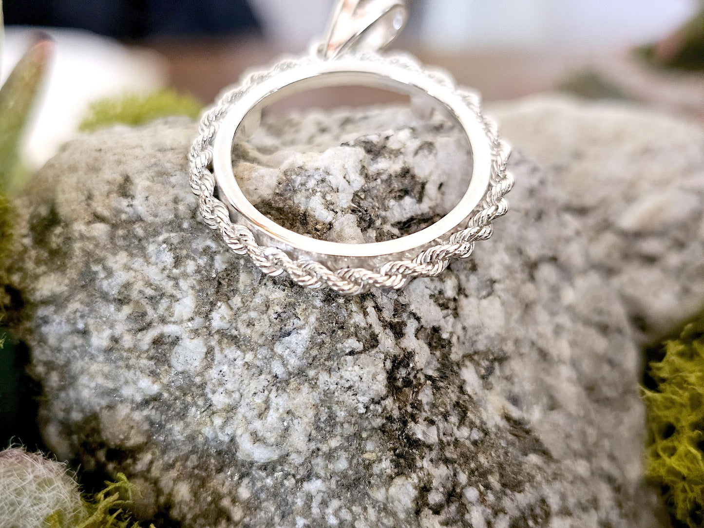 925 Sterling Silver Rope Edge Bezel for 22mm Nickel 5 Cents Coins