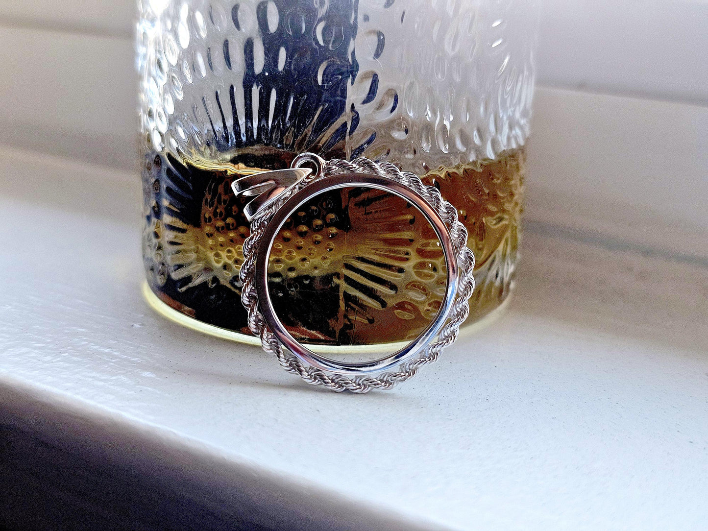 925 Sterling Silver Rope Edge Bezel for 24mm Quarters 25 Cents Coins